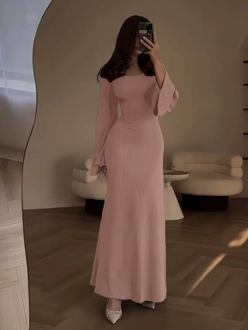 Women's Solid Color Knit Dress.