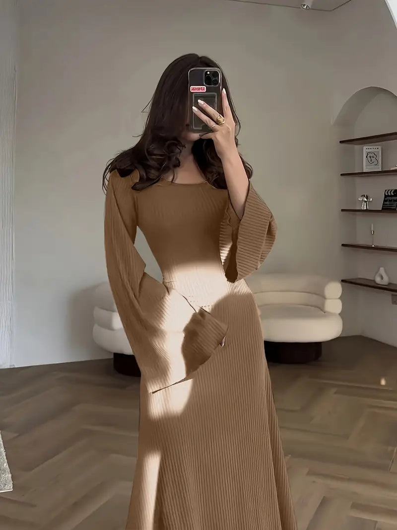 Women's Solid Color Knit Dress.