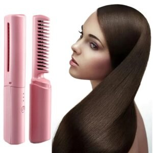 Mini Hair Straightener Brush � Cordless & Rechargeable for Travel