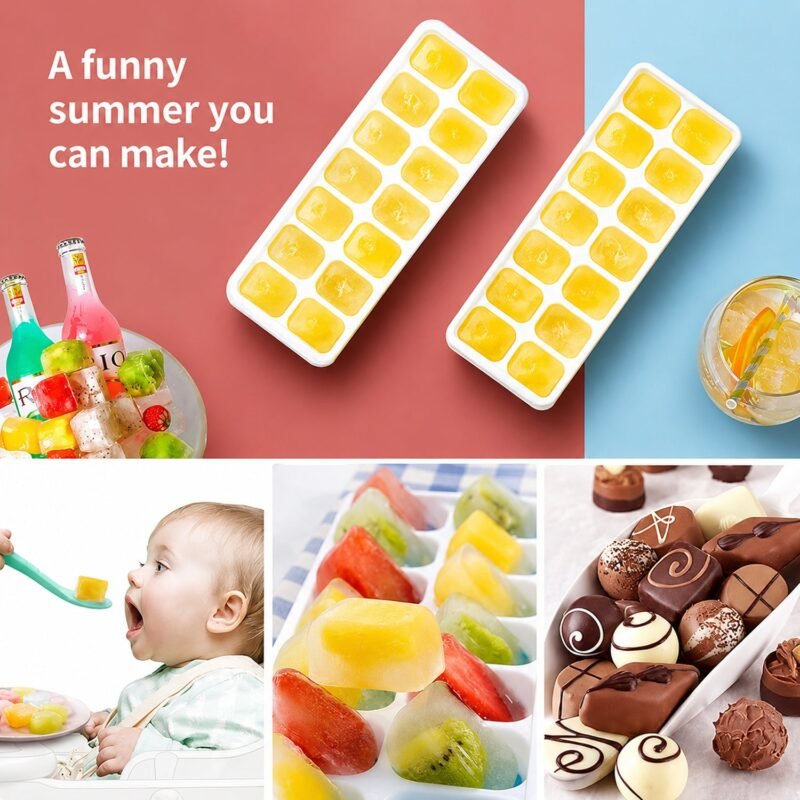 Ice Cube Tray with Spill-Proof Lid � Effortless Ice Making and Space Saving