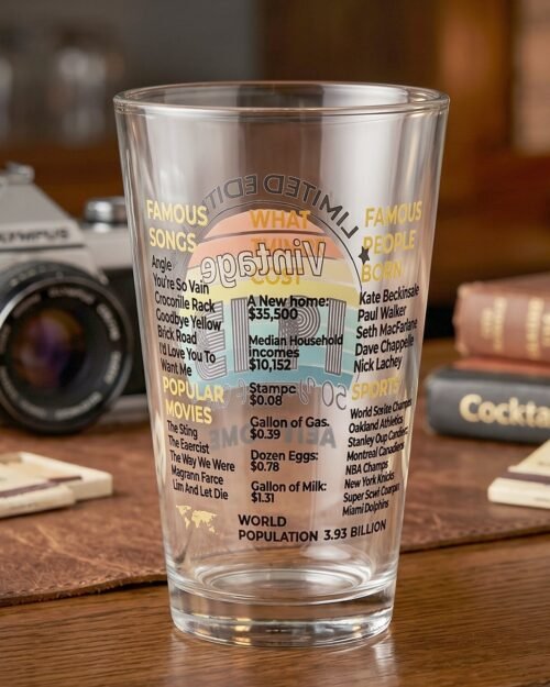 11260-01-no-sku_a7bf4519-f8bc-453f-8530-d5cbbbb2e896.jpg Printed Vintage Trivia Drinking Glass � Unique Novelty Gift