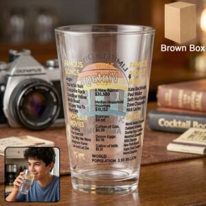 Printed Vintage Trivia Drinking Glass � Unique Novelty Gift