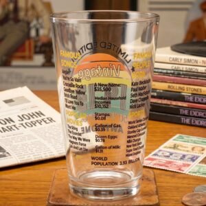 Printed Vintage Trivia Drinking Glass � Unique Novelty Gift
