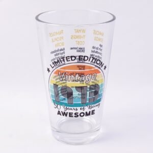 Printed Vintage Trivia Drinking Glass � Unique Novelty Gift