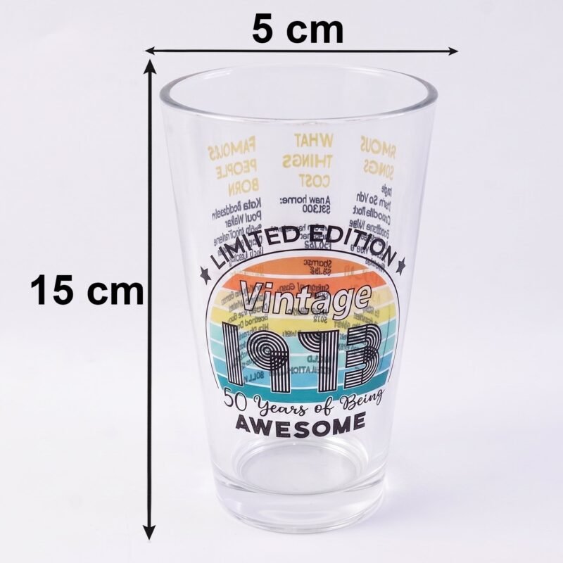 Printed Vintage Trivia Drinking Glass � Unique Novelty Gift
