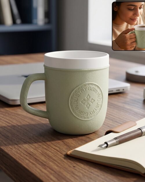 11387-01-no-sku_e1e9ed0a-8f9d-459e-87f2-67a8408785e2.jpg Plastic Coffee Mug with Handle � Leather-Textured Reusable Cup