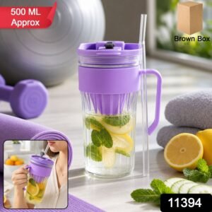 11394-02_1ffc9c69-98e0-4bcb-a7db-91a5de1a4cc1.jpg Glass Tumbler with Lid � Reusable, Stylish Cold Beverage Mug