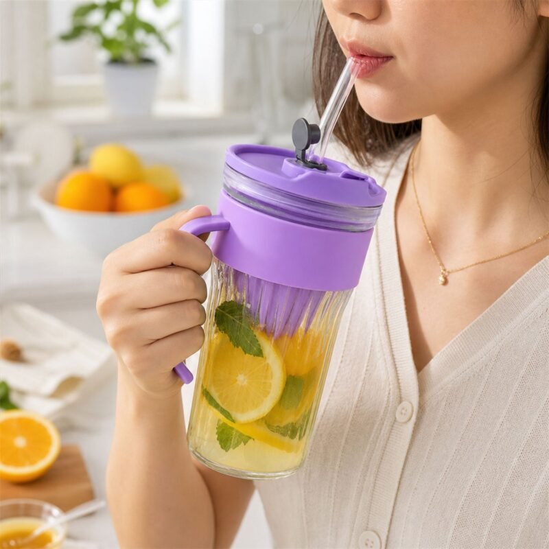 11394-06_ea1855fb-434d-4e18-bd5b-f1d4d7a4d665.jpg Glass Tumbler with Lid � Reusable, Stylish Cold Beverage Mug