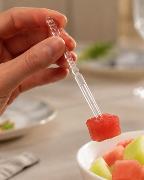 Mini Disposable Plastic Fruit Fork � Elegant Beaded Handle Design