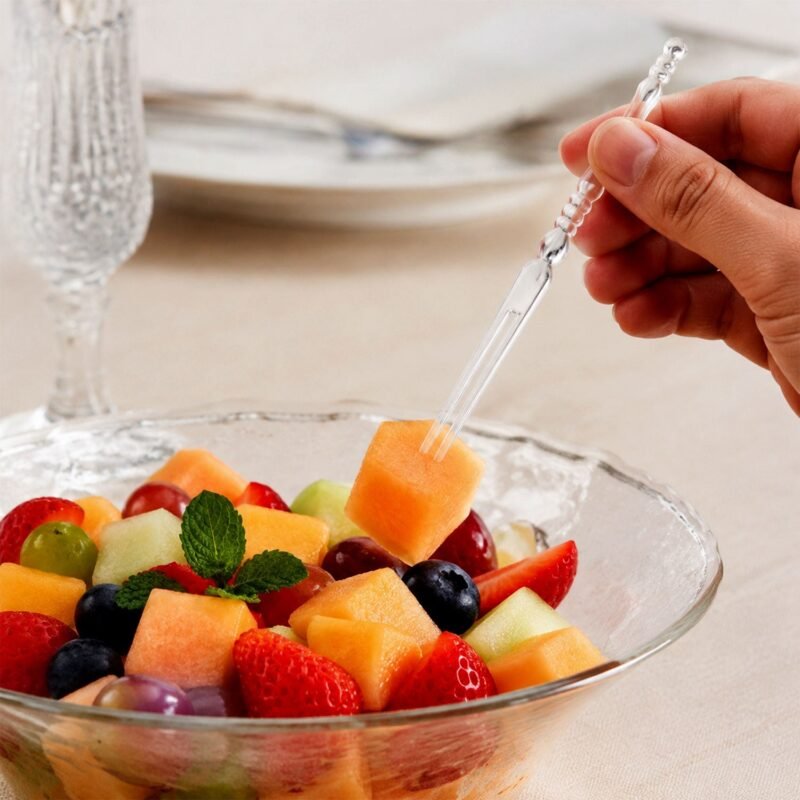 11425-04-live_edac9546-94e6-4779-8635-bb238c38741c.jpg Mini Disposable Plastic Fruit Fork � Elegant Beaded Handle Design