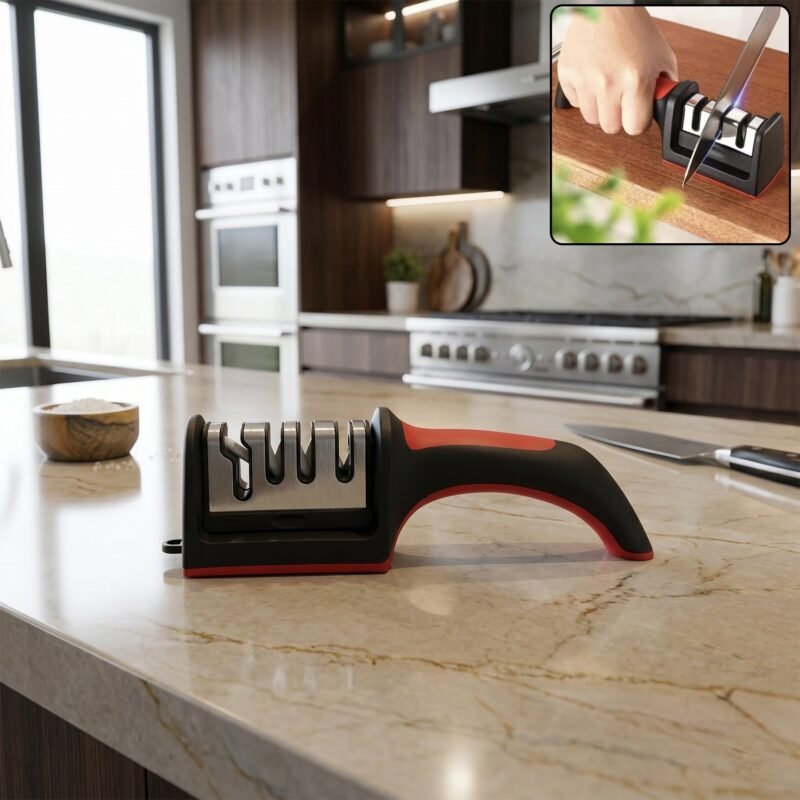 Manual Knife Sharpener � 4-Stage for Precise Blades and Scissors
