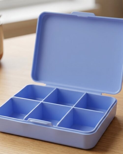 13653-01-no-sku_d4b99cdb-c27f-455b-9532-60f4d97f86c7.jpg Pill Organizer Box � Compact 6-Compartment Daily Medicine Storage
