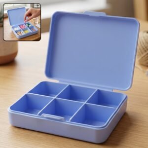 13653-03-product_a5e473ba-0a32-4433-b119-6db81ac2bd5c.jpg Pill Organizer Box � Compact 6-Compartment Daily Medicine Storage
