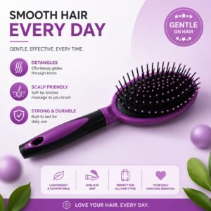 14448-02_a54c2b95-1d83-4332-a7a2-7501a907be86.jpg Cushioned Paddle Hair Brush � Detangling & Frizz Control for All Hair