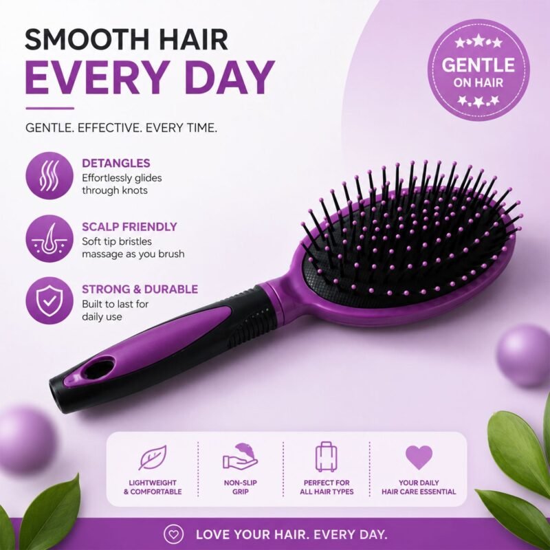 14448-02_a54c2b95-1d83-4332-a7a2-7501a907be86.jpg Cushioned Paddle Hair Brush � Detangling & Frizz Control for All Hair