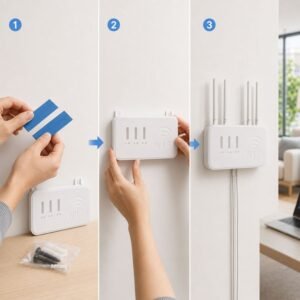 16115-04-live_d00ce7fe-cf70-42bf-bedd-ef55de45daa0.jpg Wall Mount WiFi Router Holder � Space-Saving Cable Management Solution