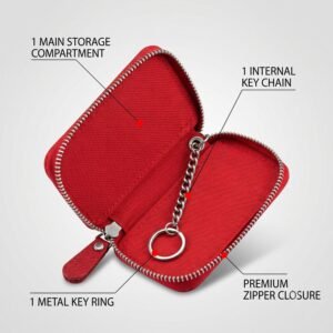 Leather Car Key Case � Durable & Compact with Snap Hook for Easy Carrying