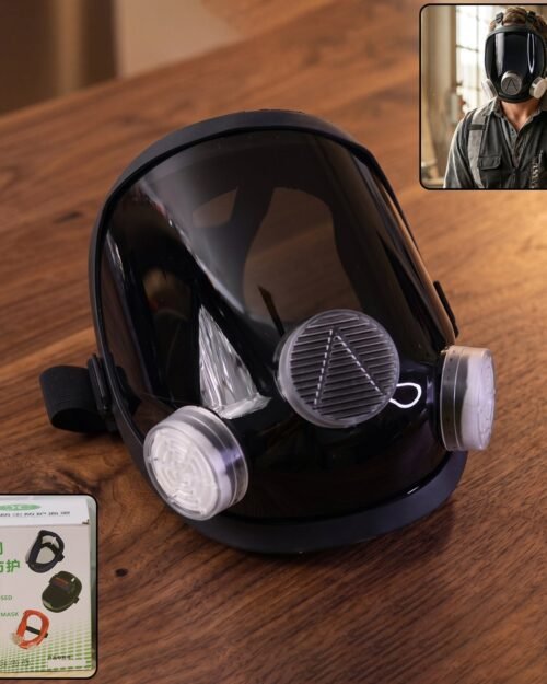 Full Face Safety Respirator Mask � Dual Filters & Clear Visor for Protection