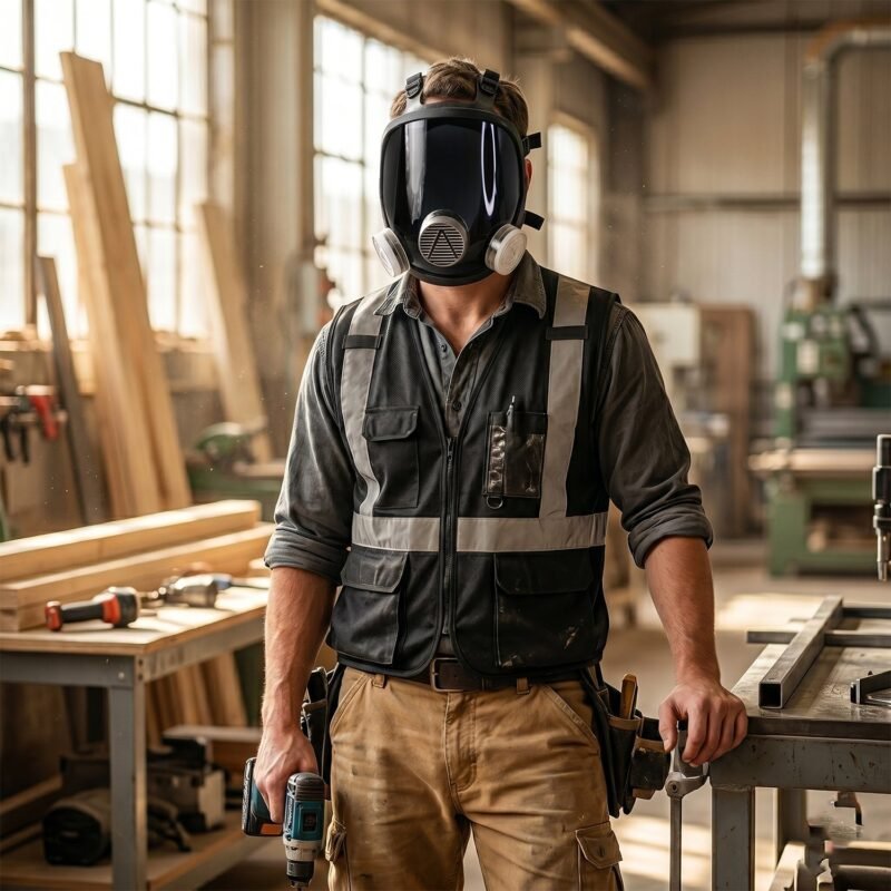 17097-09-live_0a0e2eff-0d13-4a4d-bce7-c88d2d99e374.jpg Full Face Safety Respirator Mask � Dual Filters & Clear Visor for Protection