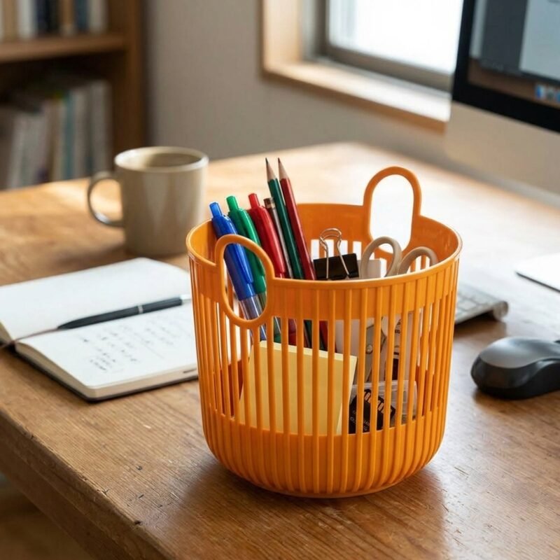 17124-04-product_102377f1-824f-4010-a693-c79615b89045.jpg Plastic Round Storage Basket � Durable and Portable Organizer