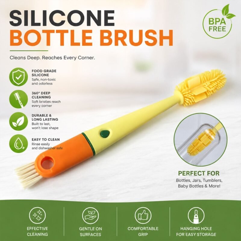 4 in 1 Silicone Bottle Cleaning Brush � Hygienic & Reusable