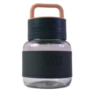 Glass Water Bottle � Stylish, Portable with Handle & Leather Sleeve