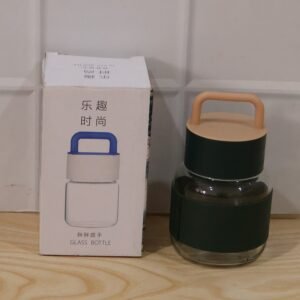 Glass Water Bottle � Stylish, Portable with Handle & Leather Sleeve