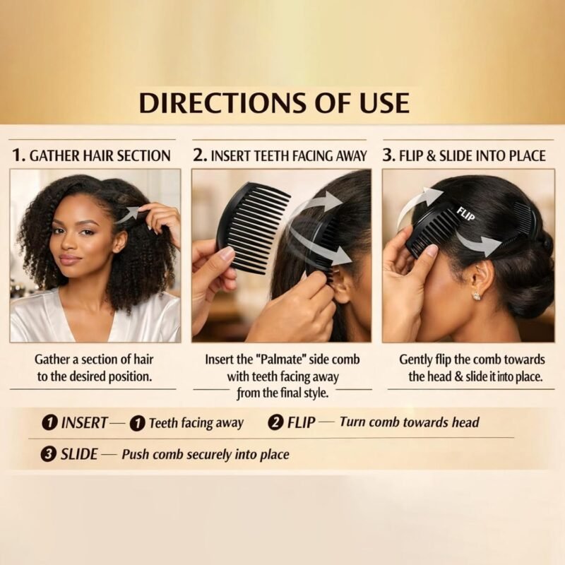 Plastic Hair Styling Side Comb � Firm Grip for Updos & Buns