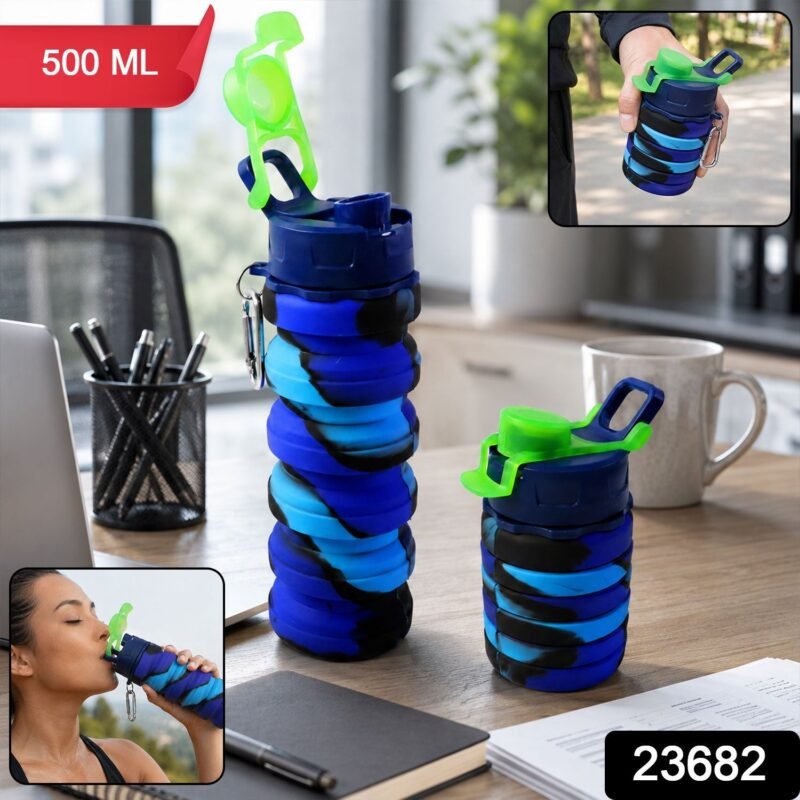 Sili Fold Collapsible Silicone Water Bottle � Leakproof & Portable