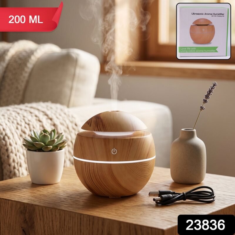 23836-02-sku_fc1ec02a-d36e-4df9-bce4-828adef49f8e.jpg Ultrasonic Aroma Diffuser � Compact 200ml with Color LED Light