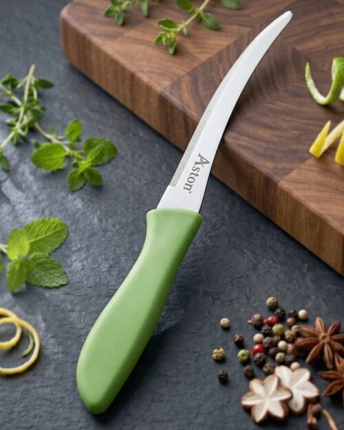 Kitchen Utility Knife � Sharp, Curved Serrated Blade for Precise Cutting