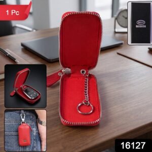 Leather Car Key Case � Durable & Compact with Snap Hook for Easy Carrying