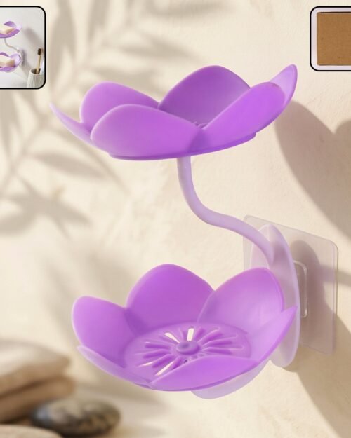 Flower Shape Double Layer Soap Dish � Wall Mount, No Drilling