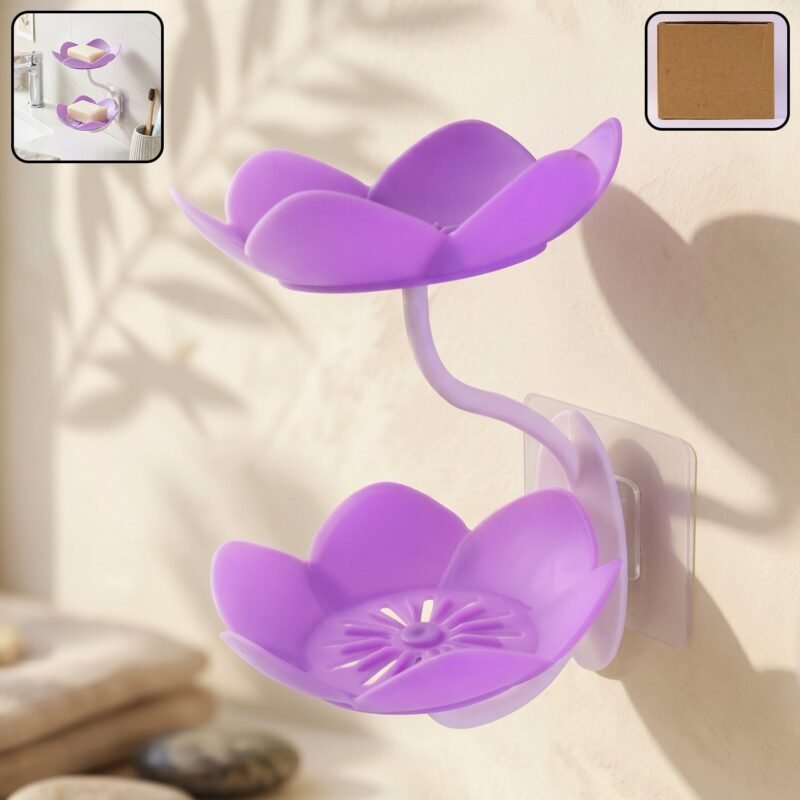 Flower Shape Double Layer Soap Dish � Wall Mount, No Drilling