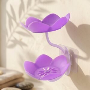 Flower Shape Double Layer Soap Dish � Wall Mount, No Drilling