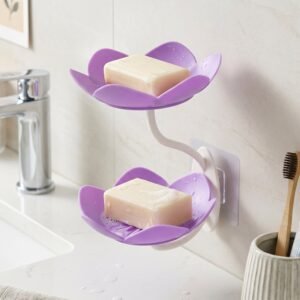 Flower Shape Double Layer Soap Dish � Wall Mount, No Drilling