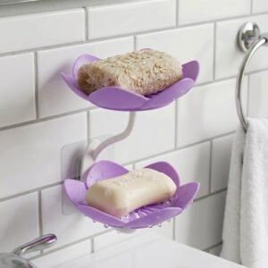 Flower Shape Double Layer Soap Dish � Wall Mount, No Drilling