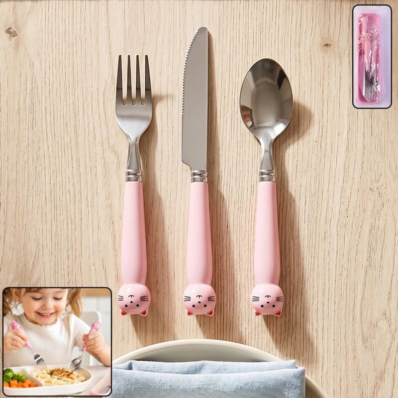 KidsCutlerySet-01.jpg Kids Stainless Steel Cutlery Set � Safe, Durable & Portable