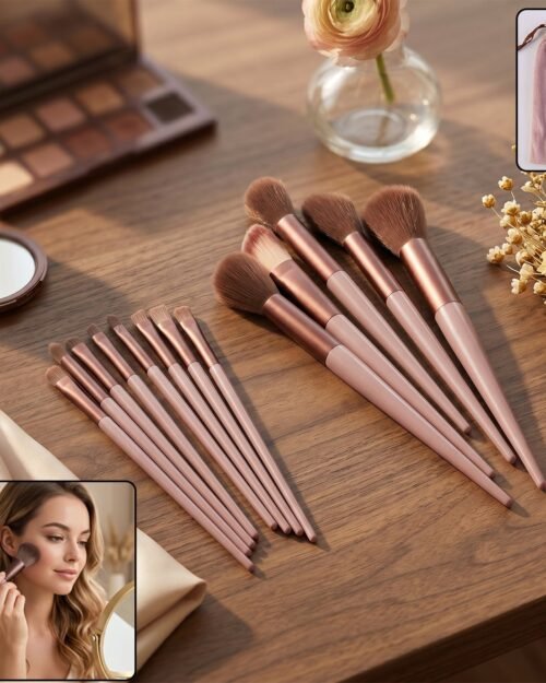 MakeupBrushSetwithPouch-01.jpg Professional Makeup Brush Set � Complete 13-Piece Collection with Pouch