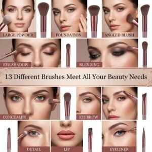 MakeupBrushSetwithPouch-05.jpg Professional Makeup Brush Set � Complete 13-Piece Collection with Pouch