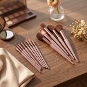 MakeupBrushSetwithPouch-06.jpg Professional Makeup Brush Set � Complete 13-Piece Collection with Pouch