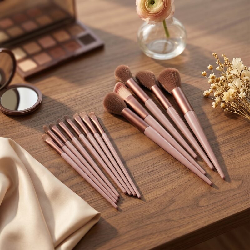 MakeupBrushSetwithPouch-06.jpg Professional Makeup Brush Set � Complete 13-Piece Collection with Pouch