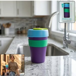 ReusableCoffeeCup-WOSKU-01.jpg Reusable Colorful Travel Mug � Spill-resistant & Stylish 400 ML
