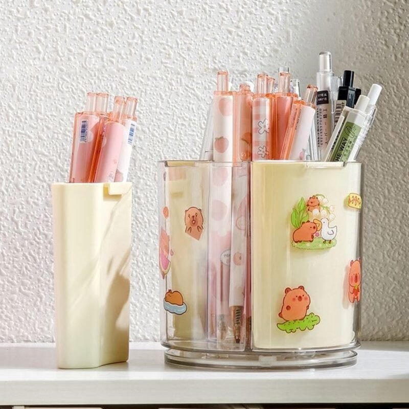 Rotating Desk Organizer � 5 Compartments with 360� Spin for Office & Home