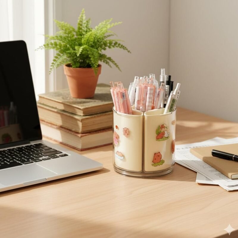 Rotating Desk Organizer � 5 Compartments with 360� Spin for Office & Home