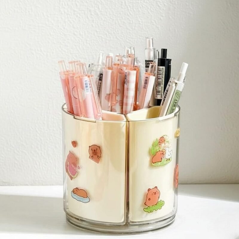 Rotating Desk Organizer � 5 Compartments with 360� Spin for Office & Home