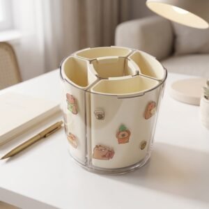 Rotating Desk Organizer � 5 Compartments with 360� Spin for Office & Home