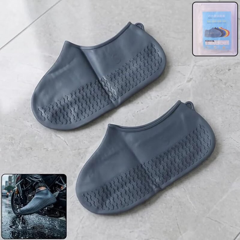 SiliconeRainShoeCoversGrey-01.jpg Reusable Waterproof Silicone Shoe Cover � Stay Dry & Non-Slip