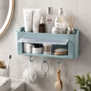 storage-organizer-02.jpg Wall Mounted Storage Organizer Shelf � Space-Saving Bathroom & Kitchen Solution
