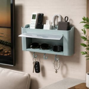 storage-organizer-04.jpg Wall Mounted Storage Organizer Shelf � Space-Saving Bathroom & Kitchen Solution